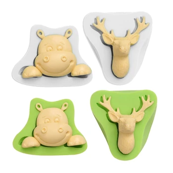 

2Pcs 3D Christmas Hippo and Elk Mold Silicone Cartoon Deer Hippopotamus Epoxy Resin Casting Mold Jewelry Making Tools