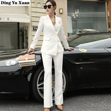

Women's Formal Pant Suits for Women Office Wear Two Piece Set Female Outfits Solid Color White Red Pants Suit with Blazer