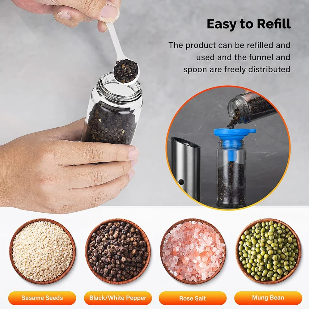 BEEMAN Electric Salt and Pepper Grinder USB Rechargeable Salt and Pepper Shaker Automatic Spice Mill with Adjustable Coarseness electric grinder salt and pepper grinder nut spice grinder pepper grinder herb spice grinder