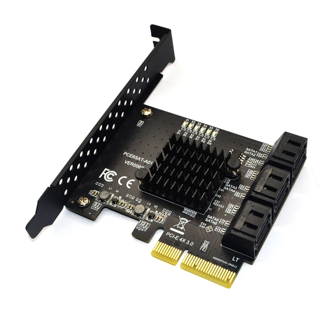 6-Port PCIe SATA 3.0 Expansion Card (ASM1166 Chip) With 6 Cables & Low Profile Bracket