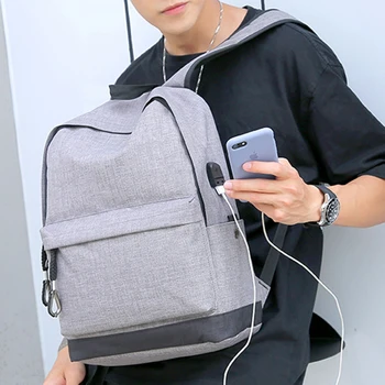 

Backpack USB Charging School Bag Casual Men Backpack Oxford Cloth Computer Bag Multifunction