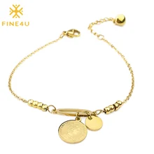 FINE4U B264 браслет с подвеской из нержавеющей стали queen Elizabeth II, регулируемый браслет на цепочке, изысканные украшения для женщин