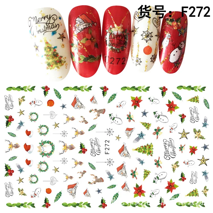 3D Nail Sticker Deer Christmas Slider Nails Art Decoration Wraps Decals Cute Design Adhesive Manicure Tips Stickers Pegatina | Красота и
