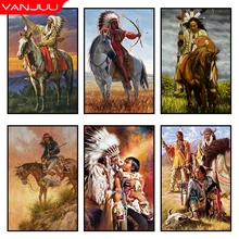 5D Diamond Painting Mosaic Tribal hunting Portrait Full Round Diamond Embroidery Wall Decor Rhinestone Painting
