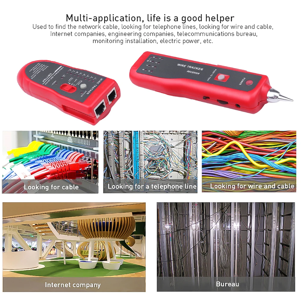 kebidumei Ethernet LAN Network Cable Tester RJ11 RJ45 Cat5 Cat6 Telephone Wire Tracker Tracer Toner  Detector Line Finder — view 6