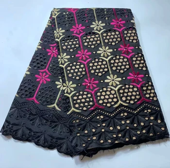 

Hot Sale 2019 Soft High Quality Lace BLACK Nigerian Lace Fabric For Man African Cotton Lace Fabric With Stones 5 Yards
