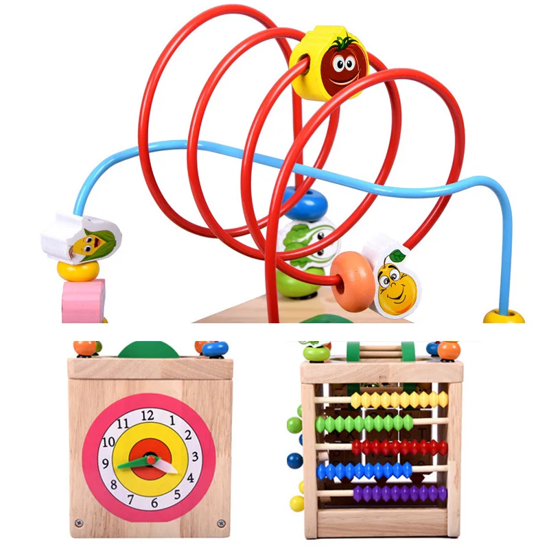 Деревянная игрушка многофункциональный обучающий детские игрушки Дети Детские красочные деревянные вокруг бусины обучающая