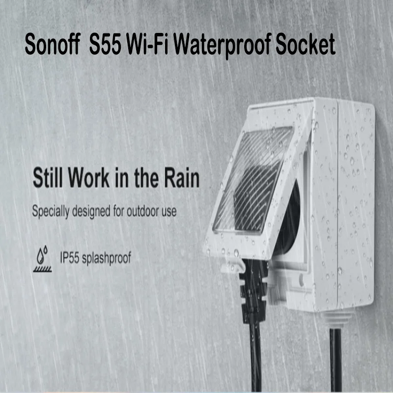 

SONOFF S55 Waterproof IP55 Wifi Smart Power Socket,Timer Outdoor US/UK/DE/FR/AU/ZA Plug APP/Vocie Remote Control Work with Alexa