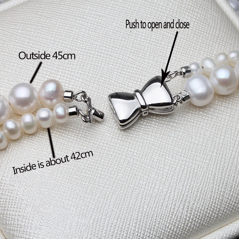 Fashion Double Strands Freshwater Pearl Choker Necklace For Women Purple White Real Pearl Necklace Wedding Gift