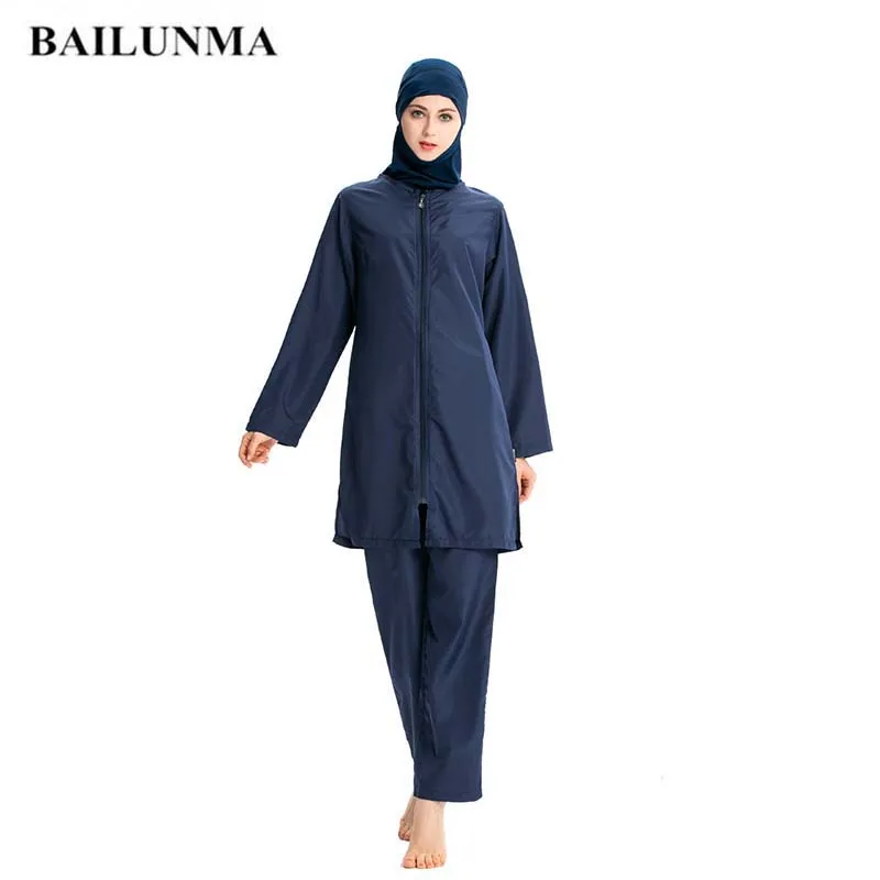 

BAILUNMA Women Muslim Sport Islamic Swimsuit Ladies Muslim Wear Clothing Burkinis Muslim Swimwear Modest Swimsuit Hijab M007