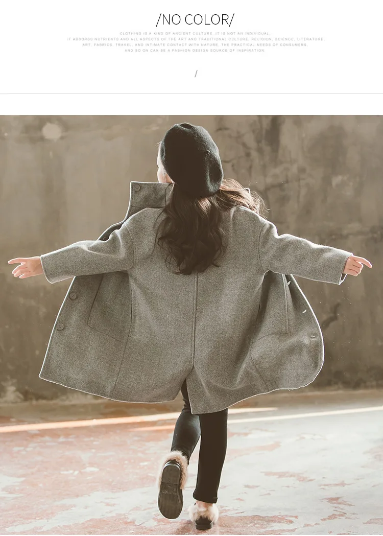 Куртка для девочек Осенняя коллекция года, корейская детская ветровка с длинным воротником, пальто Niko, детская одежда