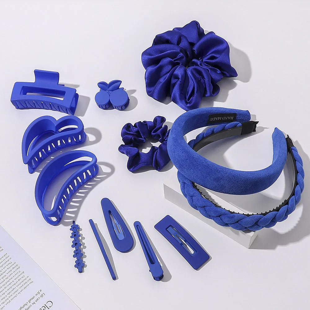 2022 Klein Blue Hair Accessories Sets Pure Royal Blue Hairbands For