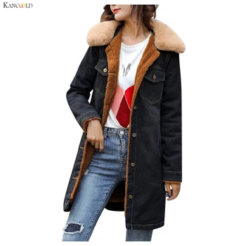 

KANCOOLD coats Women Fashion Solid Turn Down Collar Sleeve Long Sleeve Loose Coat Pockets new coat and jackets women 2019Oct30