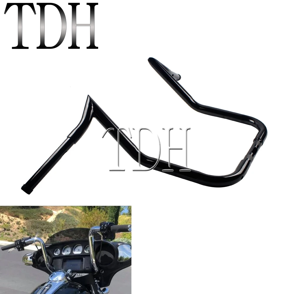 12 "14" 16 "Rise Black Moto Manubrio Moto Scooter Retro Maniglia Bar Per Harley Touring Comò Baggers Flht Flhtc
