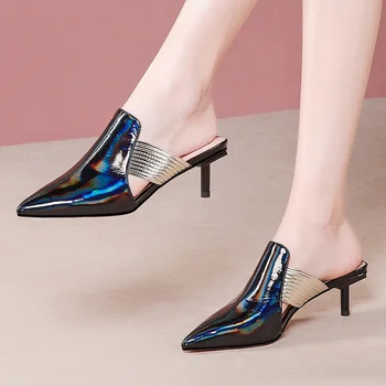

Women Slippers 2020 New Fashion Summer Sexy High Heels Pointed Toe Shoes Woman Dress Party Casual Sandals Genuine Leather Sandal