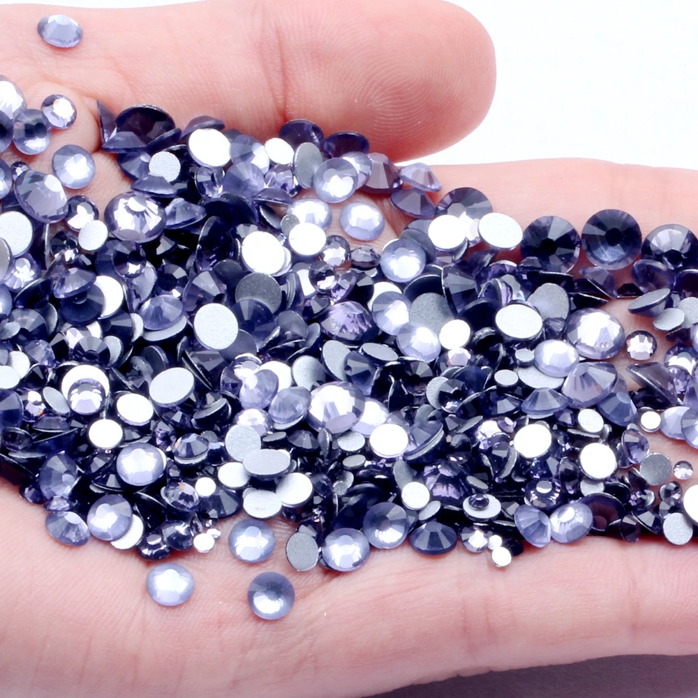 

High Quality ss3-ss34 Tanzanite Flat Back Crystals Non Hotfix Glue On Nail Art Rhinestones