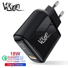 VVKing USB зарядное устройство 18 Вт PD Быстрая зарядка usb type C PD зарядное устройство HD Smart display EU разъем для iPhone 11 Pro samsung Xiaomi зарядка