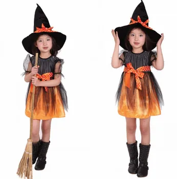 

Halloween Costume for Kids Girls Vampire Witch Cosplay Carnival Party Princess Fancy Dress Hat Children's Sets Cosplay Disfraces
