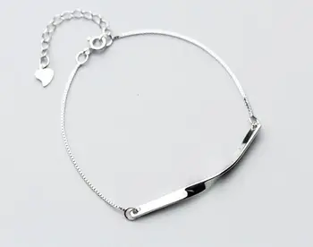 

Real. 100% 925 Sterling Silver Fine Jewelry Twisted Broken Bar Geometric Chain Bracelet Charms GTLS620