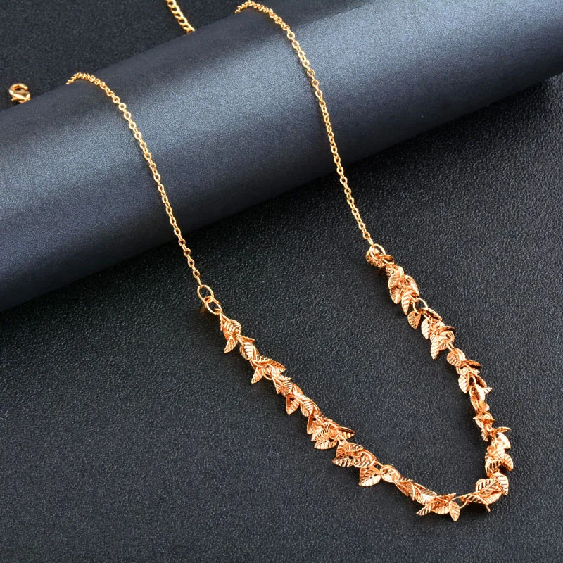 SINLEERY Dense Star Leaf Chili Statement Necklace Yellow Gold Color Chain Initial Necklace For Women Fashion Jewelry XL601 SSH