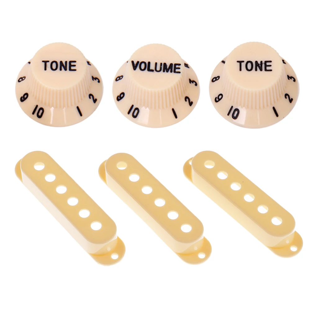 

Cream Single Coil Pickup Cover w/ Volume&Tone Control Knobs for Fender Guitar