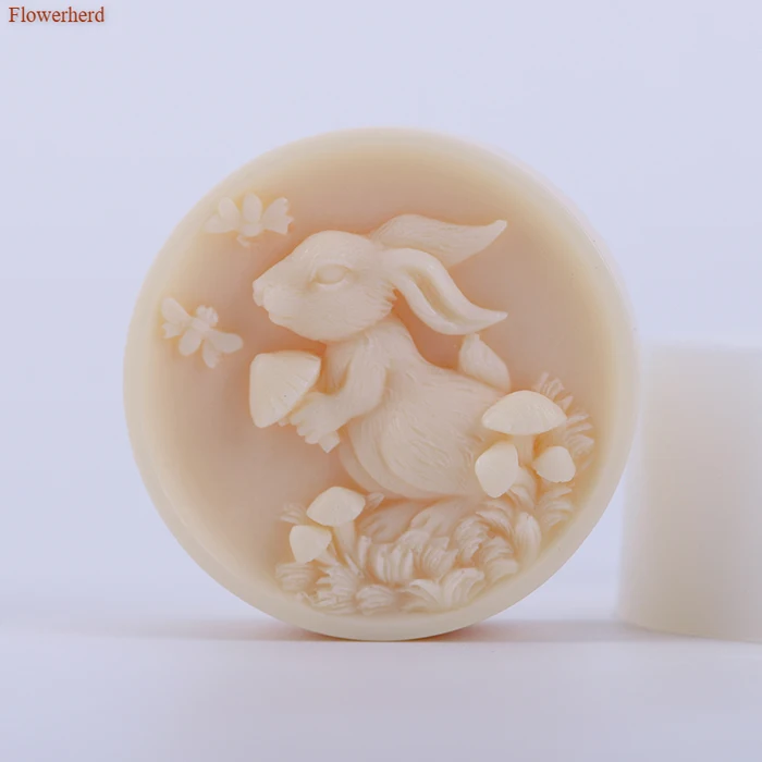 New Cartoon Pattern Bunny Mushroom DIY Handmade Soap Silicone Mold Round Stome Liquid Crafts Chocolate | Дом и сад