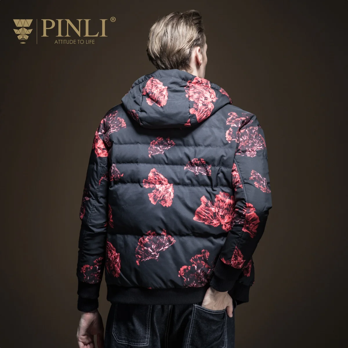 Sobretudo Direct Selling Pinli Product Made The New Autumn Men's Printed White Duck Down Warm Hooded Jacket B193608821