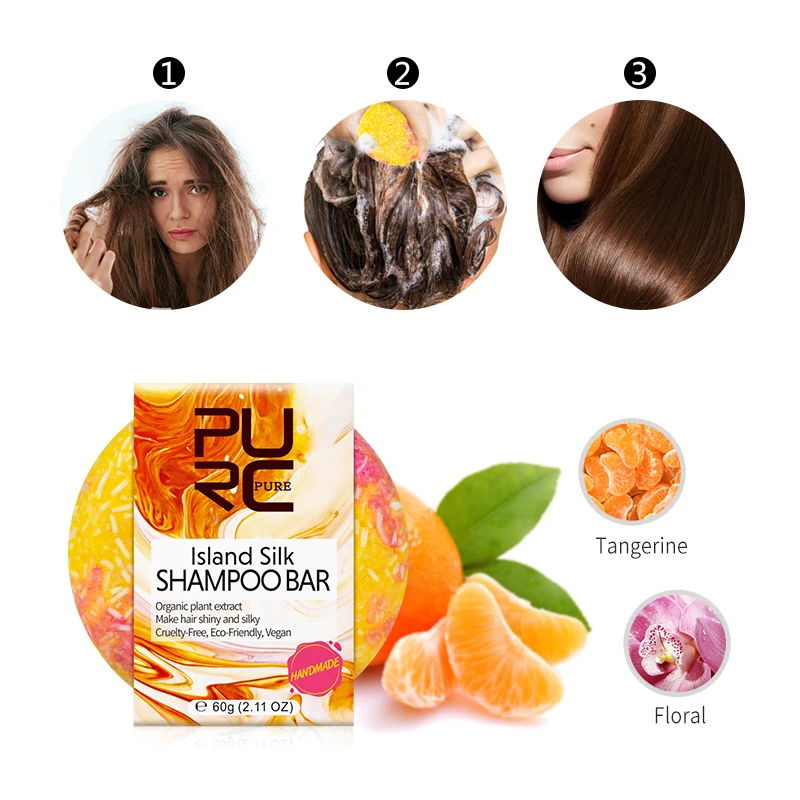 PURC ISLAND SILK Shampoo Soap Gentle Cleaning and Promotes Healthy Organic Plant Extract Hair Shampoo 2