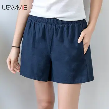 

Free Shipping Cheap Shorts Women Elastic Waist Outwear Comfortable Breathable Pockets Casual Loose Comfort High Waist Shorts