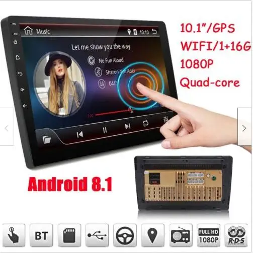 10 1 дюймов Android 8.1 четырехъядерный 2 Din Автомобильный пресс стерео радио Gps Wifi Mp5