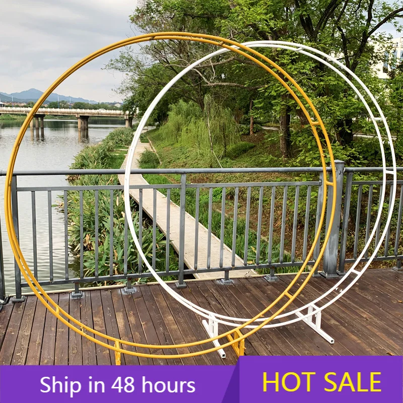 2.5M Double Rod Ring Wedding Arch Outdoor Marriage Birthday Party Round Decoration Background Shelf Frame | Дом и сад
