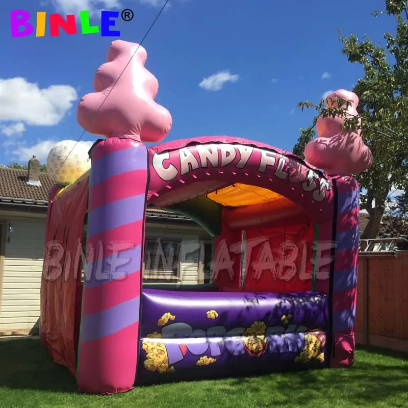 

Custom inflatable candy floss house,advertising booth tent,air inflatable concession stand,carnival stall for promotion