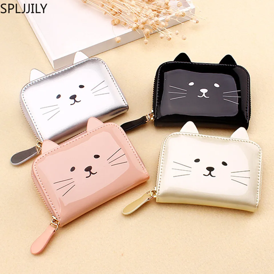 

SPLJJILY 2019 Creative Cat Card Holders Zipper Multi Holders Coin Purse for Girls and Lady