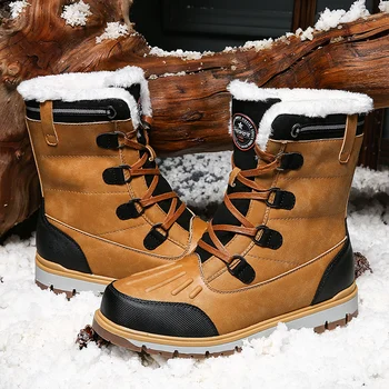 

Martin Boots Snow Boots for Men Plush Waterproof Slip Men Boots Thick Resistant Winter Shoes Plus Size38-46 Warmest Winter Shoes