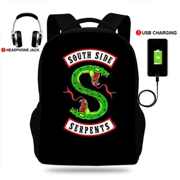 

Southside Serpents Riverdale Multifunction Backpack Women Men USB Laptop Travel Bags Backpack School Bag for Teenage Girls Boys