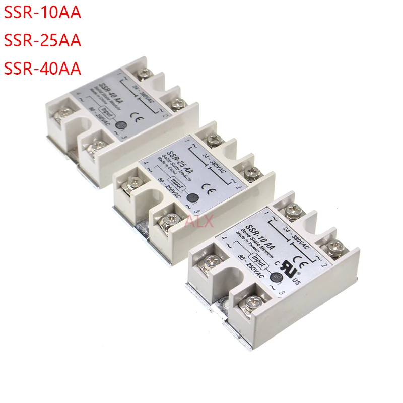 

Однофазное твердотельное реле, 1 шт., фотореле, модуль SSR 25AA/40AA, 8-250 В переменного тока, управление 24-380 В переменного тока