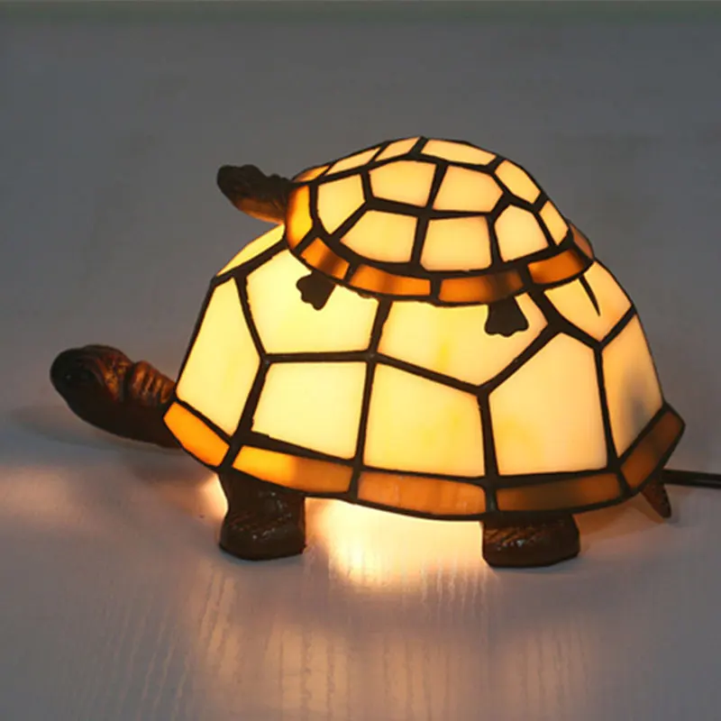 Тиффани Ретро Настольная лампа для спальни скандинавский Средиземноморский ночник для матери и ребенка с черепахой светодиодный прикроватный светильник для детской спальни