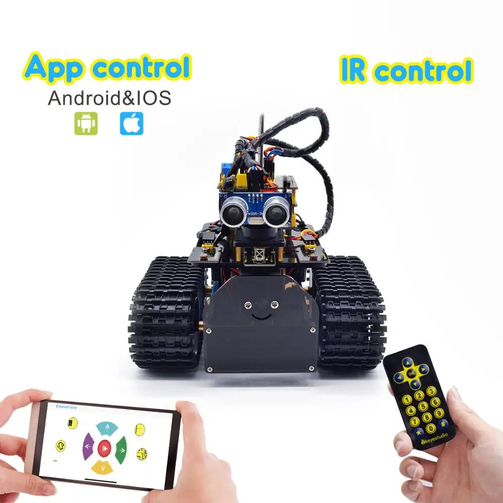 Новинка! Keyestudio DIY Mini Tank V2.0 умный робот автомобильный комплект для Робот ардуино STEM/Mixly кодирование/Поддержка IOS и Android APP control
