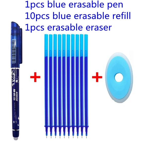 12/13 шт. стираемая ручка комплект стираемая моющаяся ручка стираемая ручка с заправляемым стержнем 0,5 мм синие чернила Магия шариковые ручки для школьных принадлежностей - Цвет: 12pcs blue