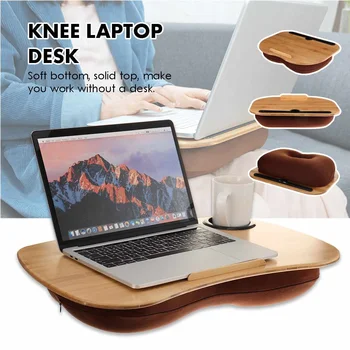 

Wood PC Tablet Desk Bed Cushion Knee Handy Computer Reading Writing Table Tablet Tray Cup Holder Laptop Stand Pillow Office Desk