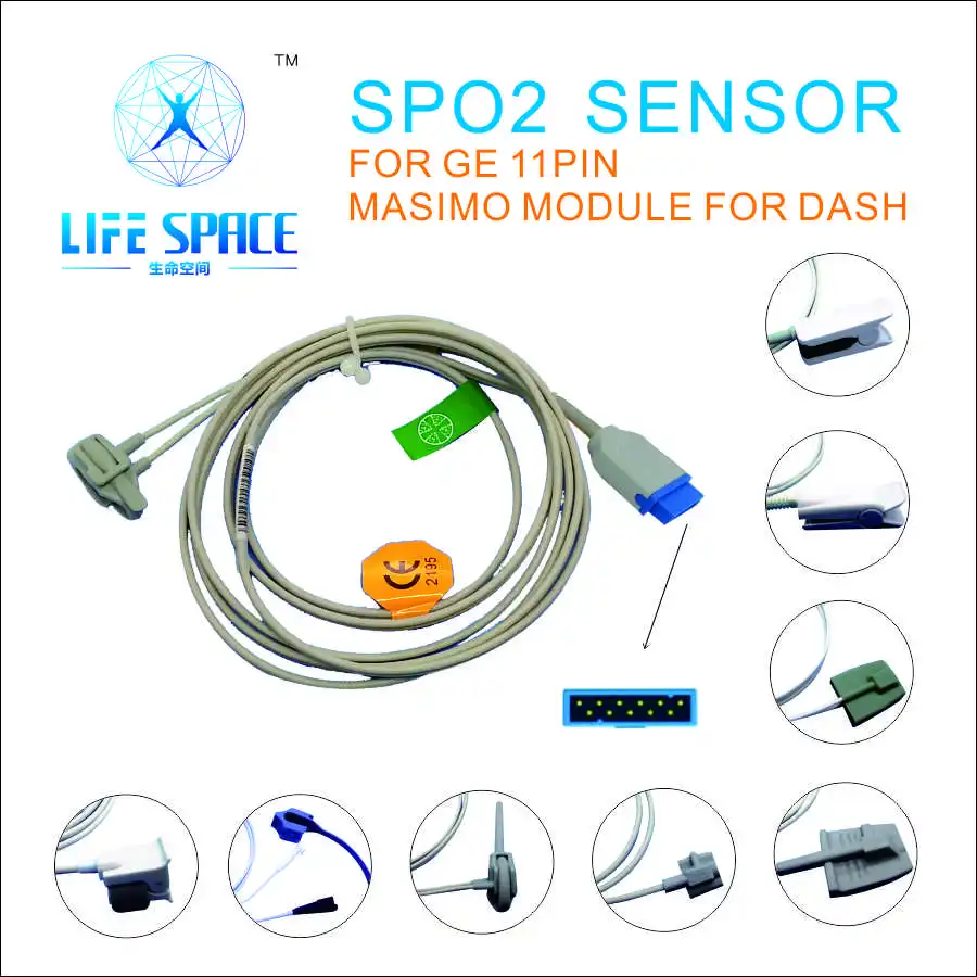 

ES-LA-07 Long Cable Adult Child Neonate Oxygen Reusable Spo2 Sensor for patient monitor For GE dash2000,3000,4000 Massim Module