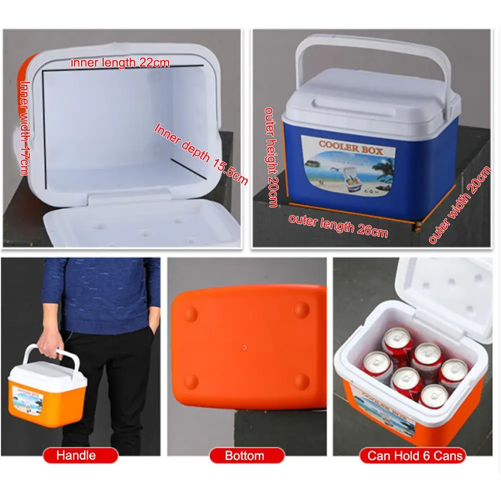5L Outdoor Incubator Insulation Cooling Dual-use Box Portable Food Storage Box Car Cold Box Portable Travel Camping Cooler Box
