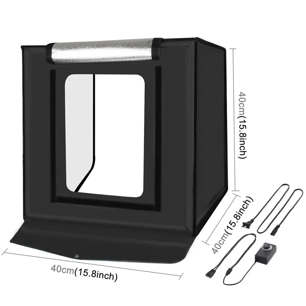 PULUZ 40cm Photo Studio Box Tabletop Shooting Light Box Tent Photography Softbox Kit 6 Colors Backdrops Tent LED Lightbox