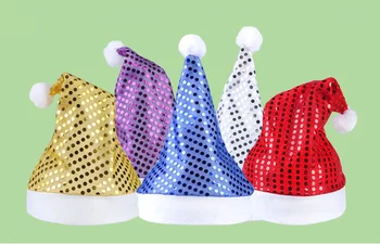 

2020 Multi Colors Santa Claus Sequins Hats Caps Christmas Decor Of Adult Children's Hats New Year's Gifts Home Party Supplies