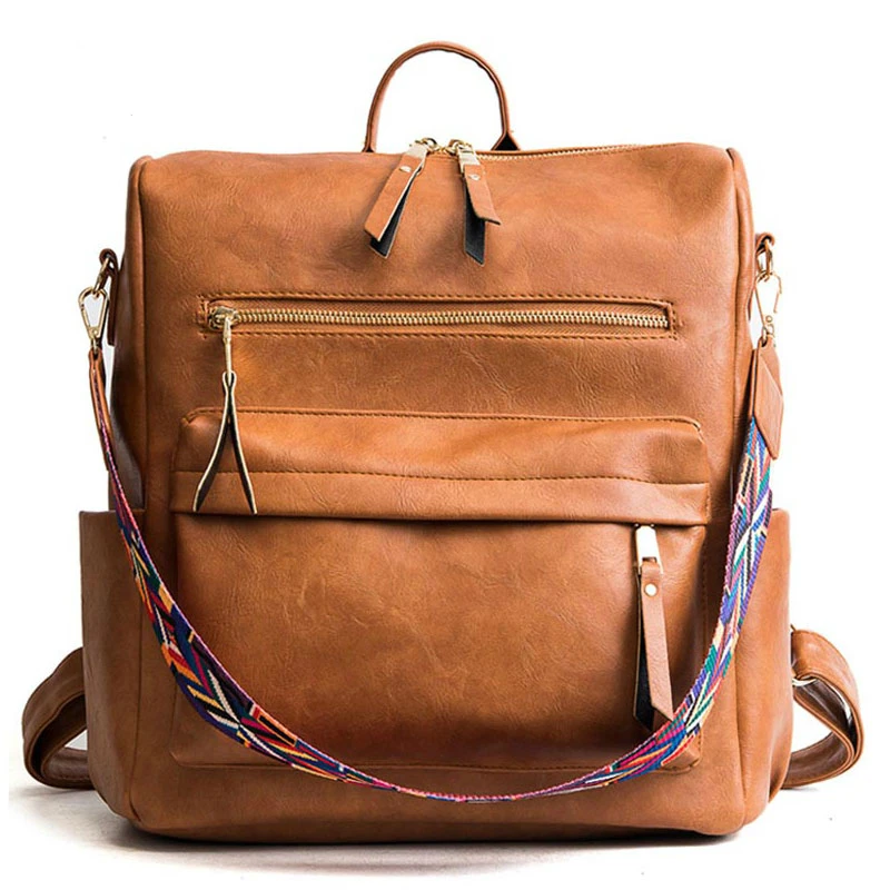 

Retro Large Backpack Women PU Leather Rucksack Women's Knapsack Travel Backpacks Shoulder School Bags Mochila Back Pack XA96H