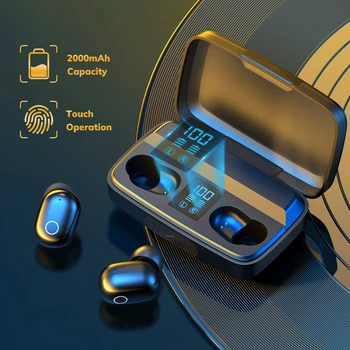 

T10 TWS Fingerprint Touch Bluetooth V5.0 Wireless Earphones With 2000mAh Charging Box Sports Waterproof Earphone Fit for Samsung