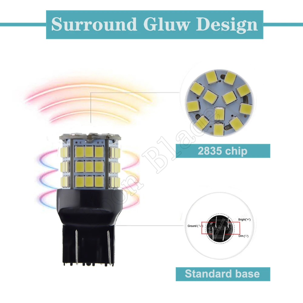 Pair T20 Led W21/5W 7443 7440 DRL ������ �̼� ����Ʈ 57SMD �ڵ��� ���� �극��ũ ���� ���� Led �� ����Ʈ, ȭ��Ʈ ���� �ڹ� ���ο� 12V