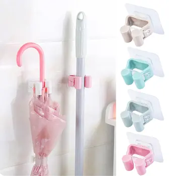 

Mop and Broom Holder Mop Organizer Storage Rack Kitchen Tool Hanger Folding Rack Metal Tools Behind Doors/On Walls Punch-free