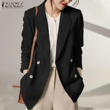 

ZANZEA ELegant Fashion Blouse Outcoat Autumn Woman Fashion Blazer Button Work Coat Oversize Long Sleeve Solid Lapel Jacket Suit