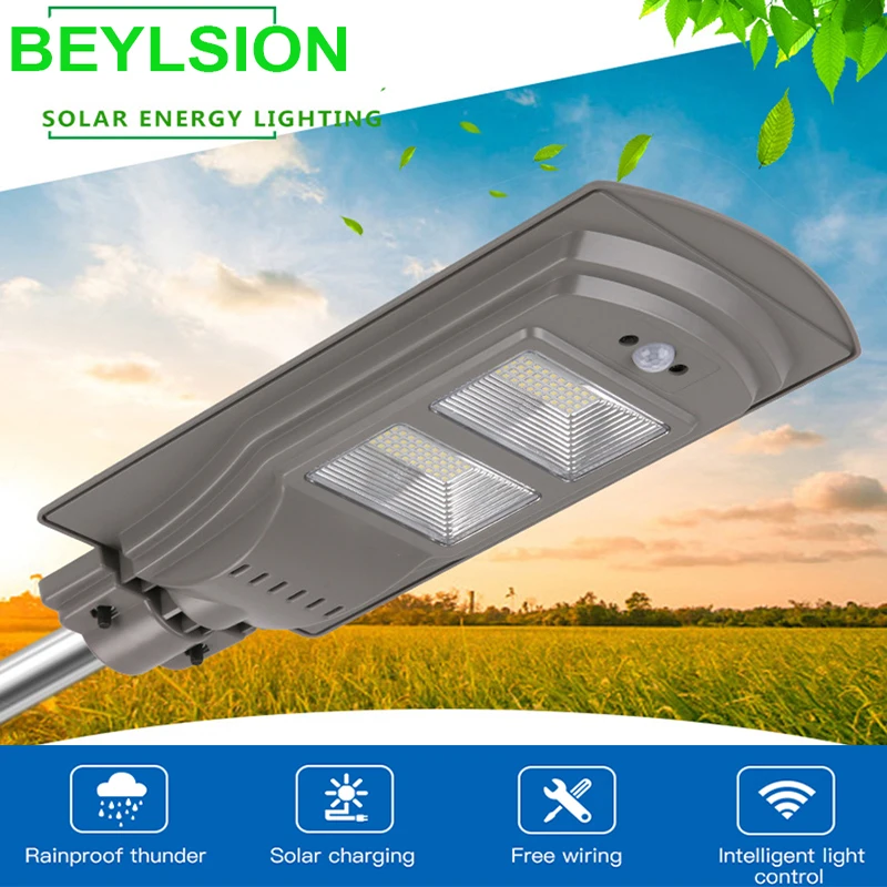 BEYLSION Remote Control Radar Sensor 20W 40W 60W LED Solar Street Flood Light Pole Emergency Lamp For Garland Garden Street (4)